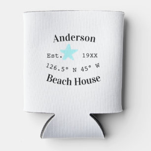 Porta-lata Data do ano da casa de praia coordenadas personali