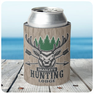 Porta-lata Deer Elk Hunter ADD NAME Arco Hunting Lodge Cabin