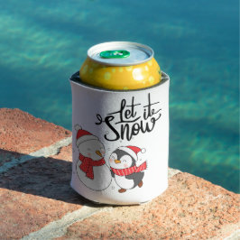 Porta-lata Deixe-o nevar com um boneco de neve e pinguim em u