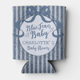 Porta-lata Denim Coquette Bow Blue Jean Baby Shower Favor