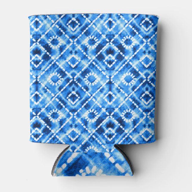 Porta-lata Denim Tie Dye Textura: Legância Moderna. (Frente)