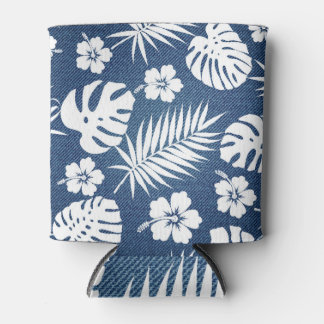 Porta-lata Denim Tropical: Design de fundo padrão.