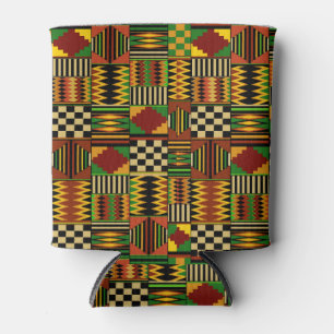 Porta-lata Desenho Africano de Tecido Kente Real