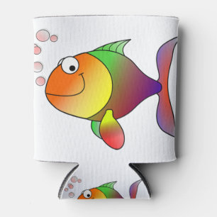 Porta-lata desenho animado sorrindo peixe-dourado