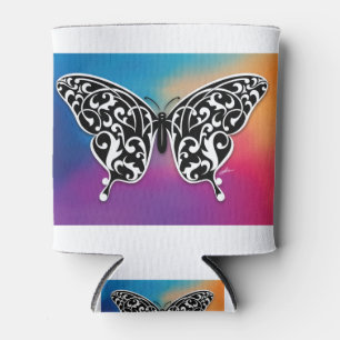 Porta-lata Desenho de Borboleta com Cores do Pôr do Sol