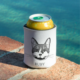 Porta-lata Desenho de Mão Personalizada de Gato Tuxedo