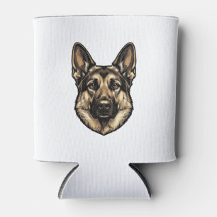 Porta-lata Desenho Vetorial de Cão Pastor com Gravura Antiga_