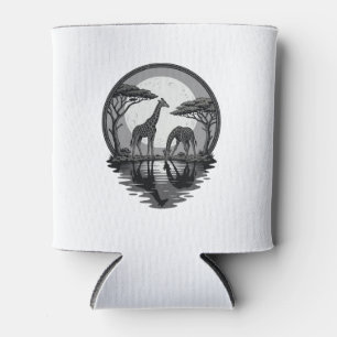 Porta-lata Desenho Vetorial de Silhueta de Girafa Vintage Sob