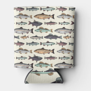 Porta-lata Desenhos de peixe venenoso, padrão sem costura.