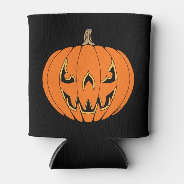 Porta-lata Design Assustador de Jack-o'-Lantern de Halloween (Frente)