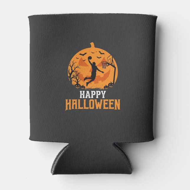 Porta-lata Design de Abóbora de Basquete no Halloween_1 (Frente)