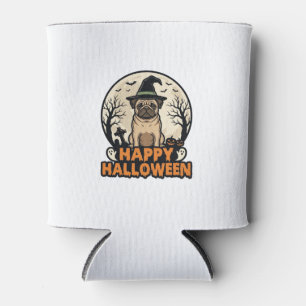 Porta-lata Design de Camisa Vintage Pug Feliz Halloween Bruxa