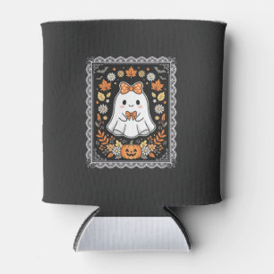 Porta-lata Design de camiseta floral de abóbora de fantasma d