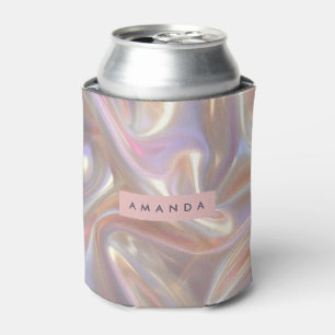 Porta-lata Design de cetim com pérola iridescente personaliza