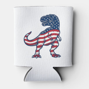 Porta-lata Design de Dinossauro T-Rex Patriótico Bandeira Ame