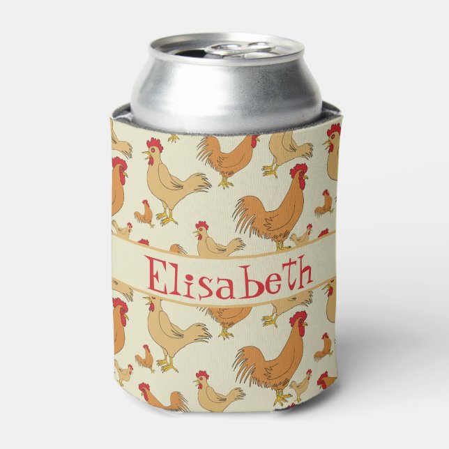 Porta-lata Design de Frango Castanho Personalizar (Can Front)