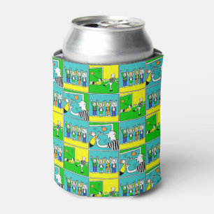 Porta-lata Design de futebol com jogadores e fãs de aplausos