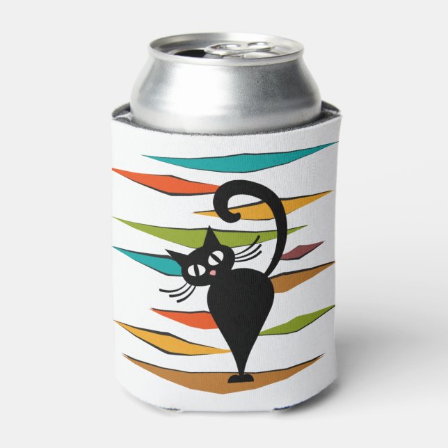 Porta-lata design de gato preto meio século (Can Front)