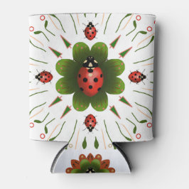Porta-lata Design de ladybug vermelho, branco e verde pode re