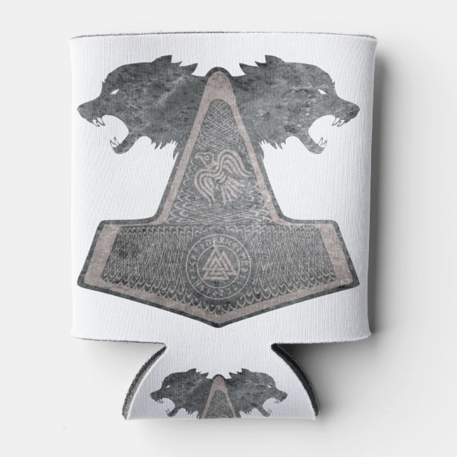 Porta-lata design de lobo e martelo (Frente)