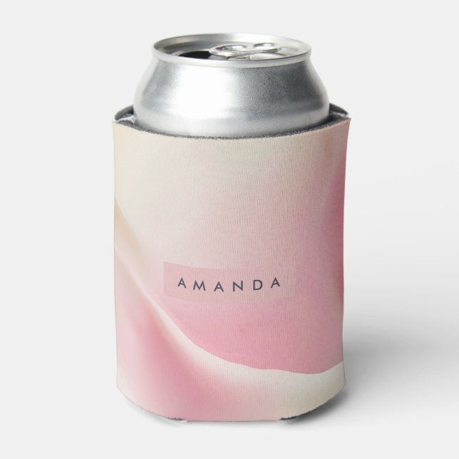 Porta-lata Design de Onda de Seda Rosa Suave Personalizado (Can Front)