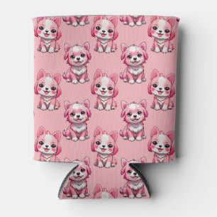 Porta-lata Design de padrão de cachorro cachorrinho rosa - Ro