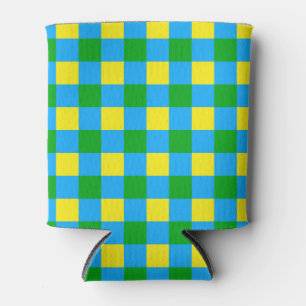 Porta-lata Design de Padrão de Xadrez de Verificação Amarelo