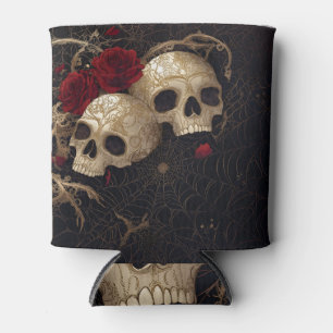 Porta-lata Design de Skulls e rosa vermelha