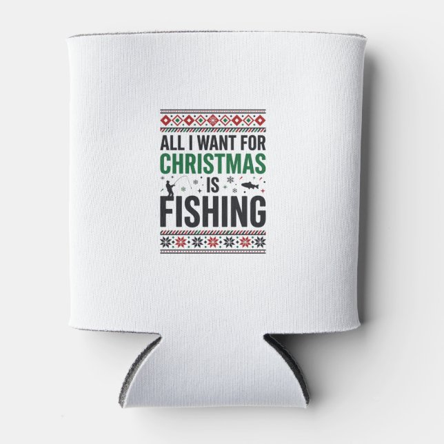 Porta-lata Design de Suéter Feio de Pesca de Natal (Frente)