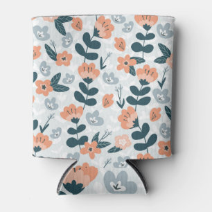 Porta-lata Design de tecido, flores simples.