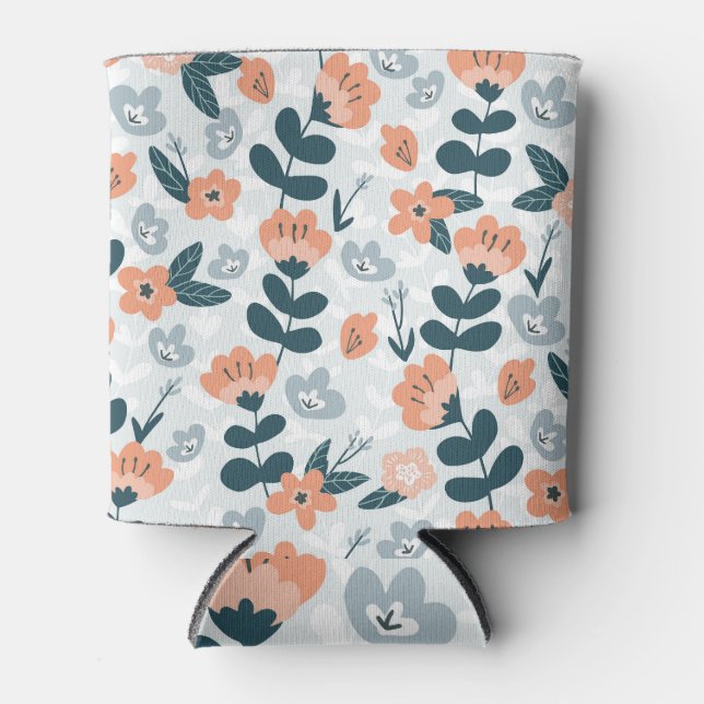 Porta-lata Design de tecido, flores simples. (Frente)
