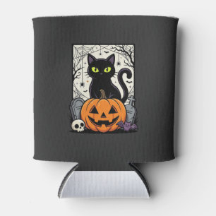 Porta-lata Design de Vetor de Abóbora de Gato Preto de Hallow