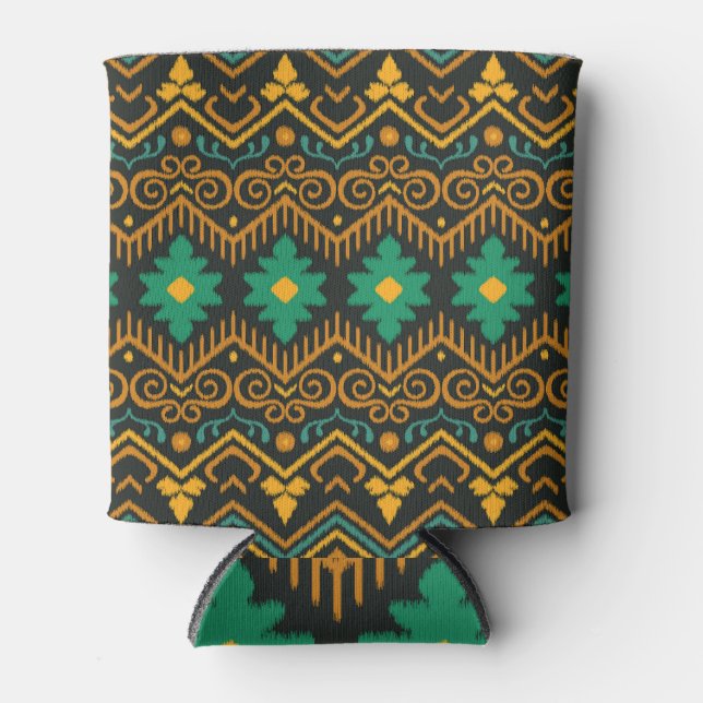 Porta-lata Design Étnico Tecido Ikat bordado (Frente)