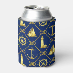 Porta-lata Design náutico Dourado e azul