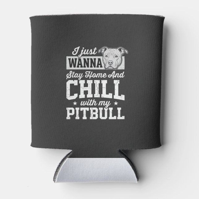 Porta-lata Design Pitbull Fique em Casa e Relaxe (Frente)