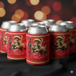 Porta-lata Deslumbrante Ano Novo Chinês Vermelho e Dourado do