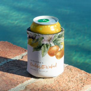 Porta-lata Despedida de Solteira Boho Watercolor Citrus Limão