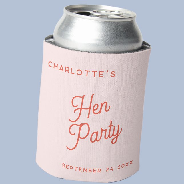 Porta-lata Despedida de Solteira Personalizada com Roteiro Mo (Modern typography personalized name date hen party or hen do can cooler)