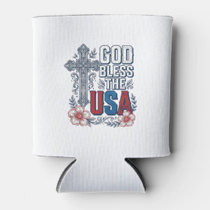 Porta-lata Deus Abençoe a Camisa Patriótica Cruz Vintage dos