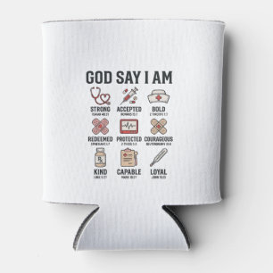 Porta-lata Deus Diz Eu Sou Enfermeira Fé Design de Gravura Vi