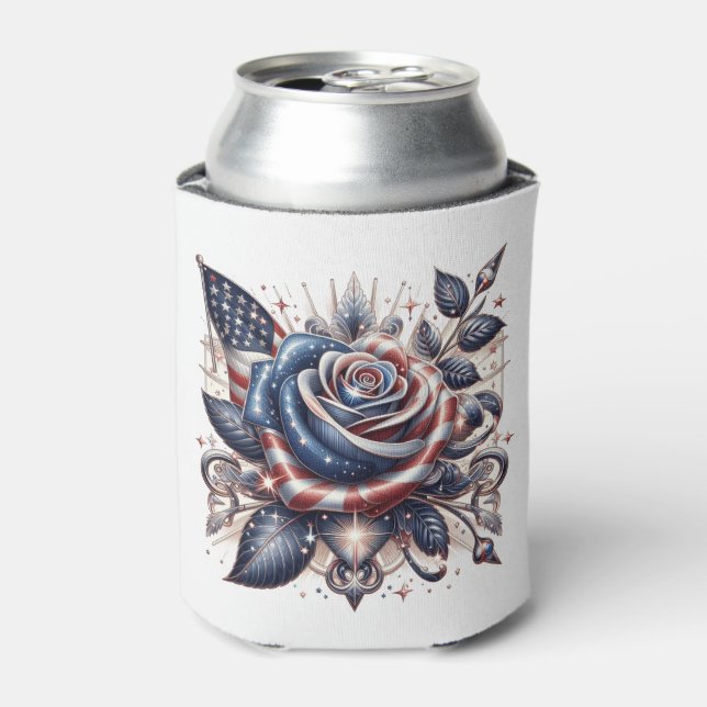 Porta-lata Dia da Independência do Bandeira Rosa e Americano (Can Front)