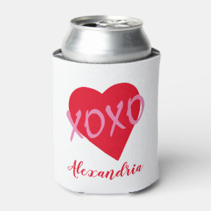 Porta-lata Dia de os namorados Cor-de-Rosa XOXO Branco