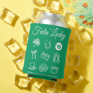 Porta-lata Dia de São Patrício Cute Doodle Art Lucky Irish