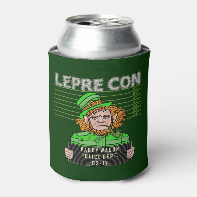 Porta-lata Dia de São Patrício Engraçado Leprechaun Leprecon  (Can Front)