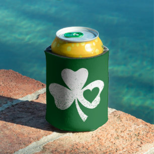 Porta-lata Dia de São Patrício Verde Coração de Trevo Irlandê