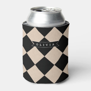 Porta-lata Diamante Xadrez Harlequim Preto Personalizado