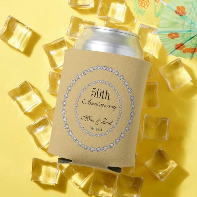 Porta-lata Diamantes e Dourado 50º Aniversário de Casamento (Verão in situ)