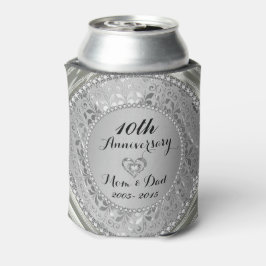 Porta-lata Diamantes e Silver 10º Aniversário de Casamento