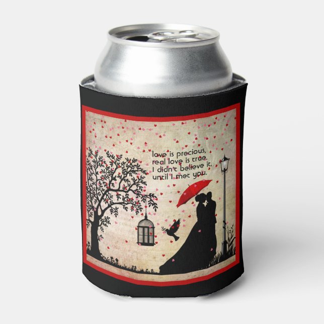 Porta-lata Dias de os namorados elegantes de Beige e Poesia N (Can Front)