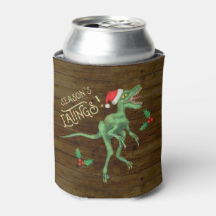 Porta-lata Dinossauro engraçado do Velociraptor do Natal